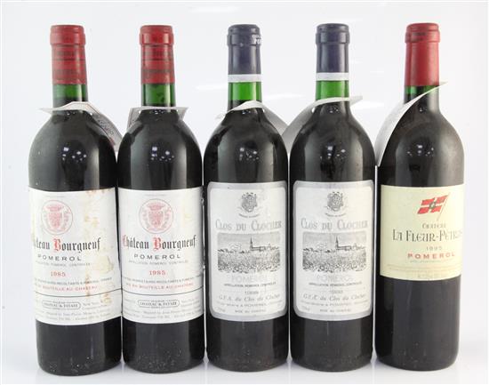 Five bottles of mature Pomerol,